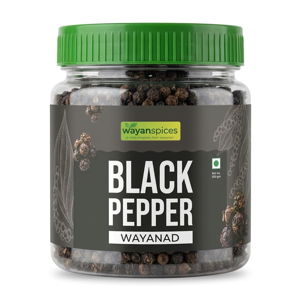 Wayanad Whole Black Pepper 200g — Bold & Aromatic | Single Origin Kali Mirch