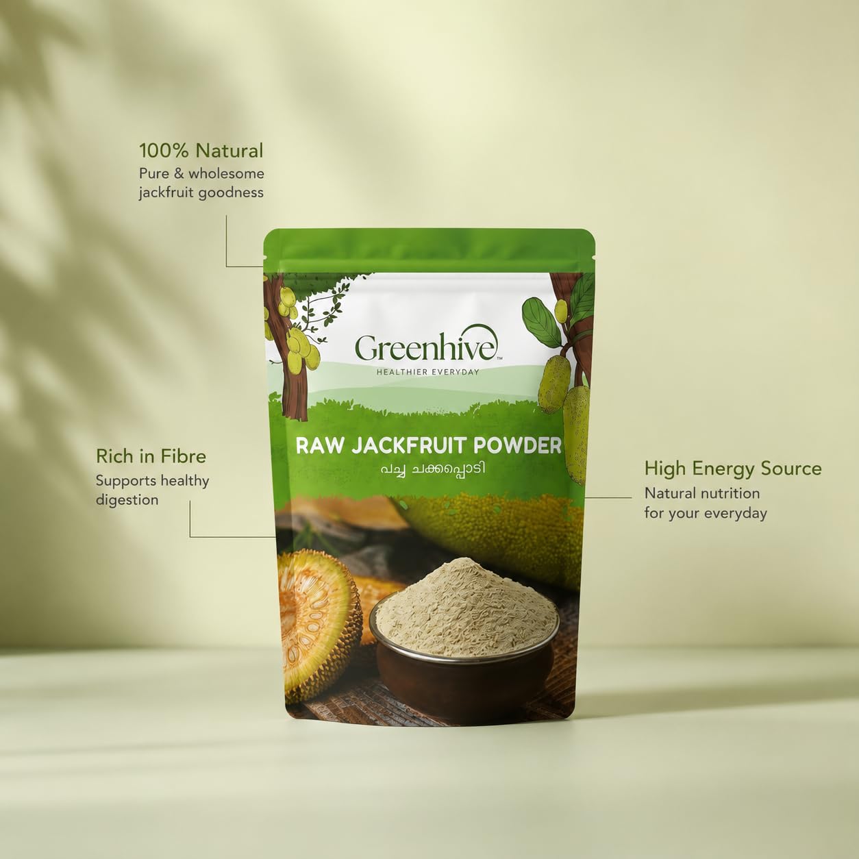 Greenhive Raw Jackfruit Bulb Powder – Natural Kerala Jackfruit Flour | Low GI Healthy Diet Food | No Preservatives