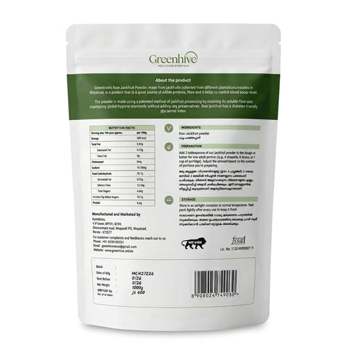 Greenhive Raw Jackfruit Bulb Powder – Natural Kerala Jackfruit Flour | Low GI Healthy Diet Food | No Preservatives Greenhives