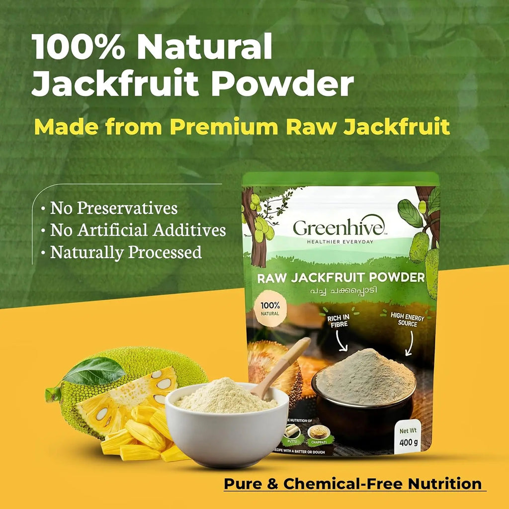 Greenhive Raw Jackfruit Bulb Powder – Natural Kerala Jackfruit Flour | Low GI Healthy Diet Food | No Preservatives Greenhives