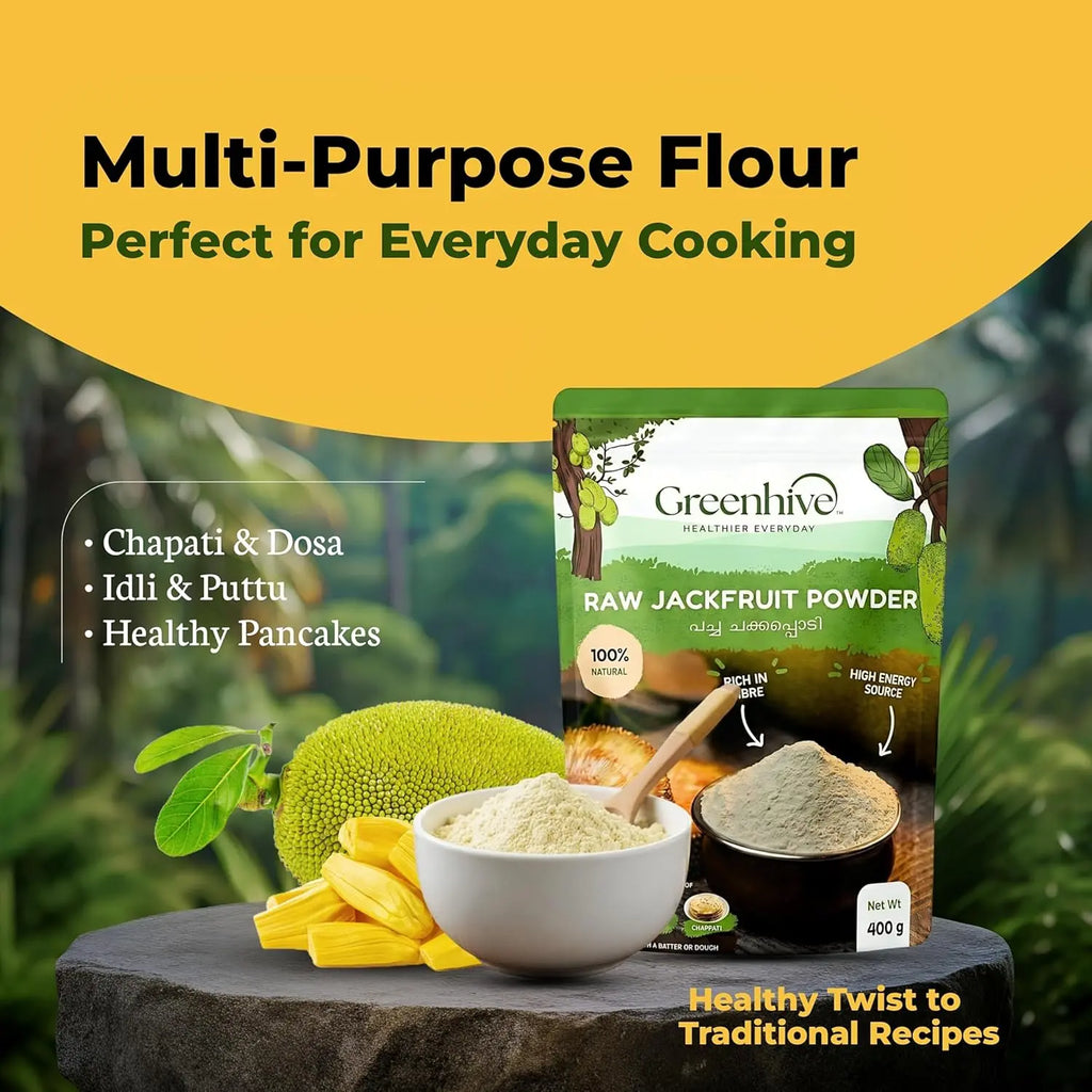 Greenhive Raw Jackfruit Bulb Powder – Natural Kerala Jackfruit Flour | Low GI Healthy Diet Food | No Preservatives Greenhives