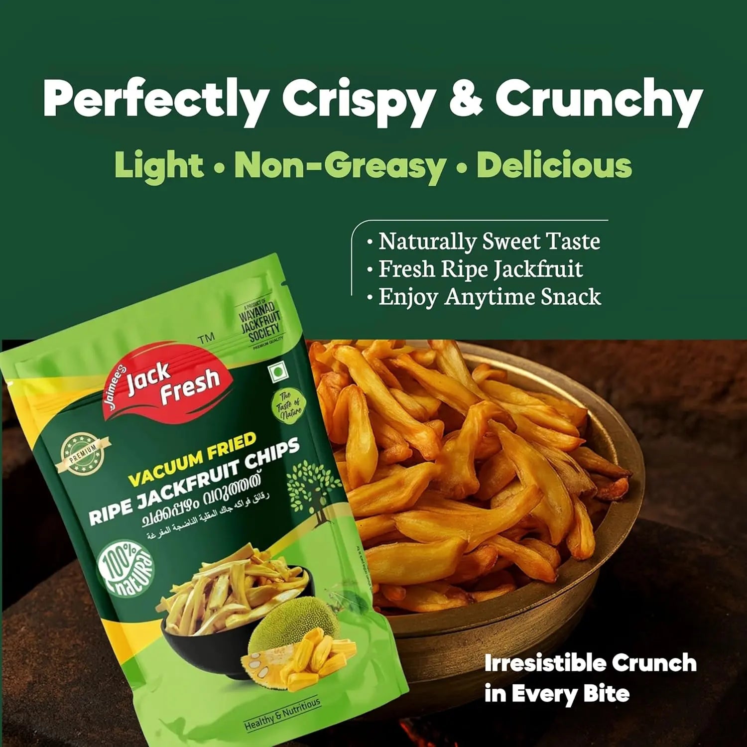 Jaimee's Jack Fresh Vacuum Fried Ripe Jackfruit Chips 100g – 100% Natural Healthy & Nutritious Snack Jaimee's Jack Fresh