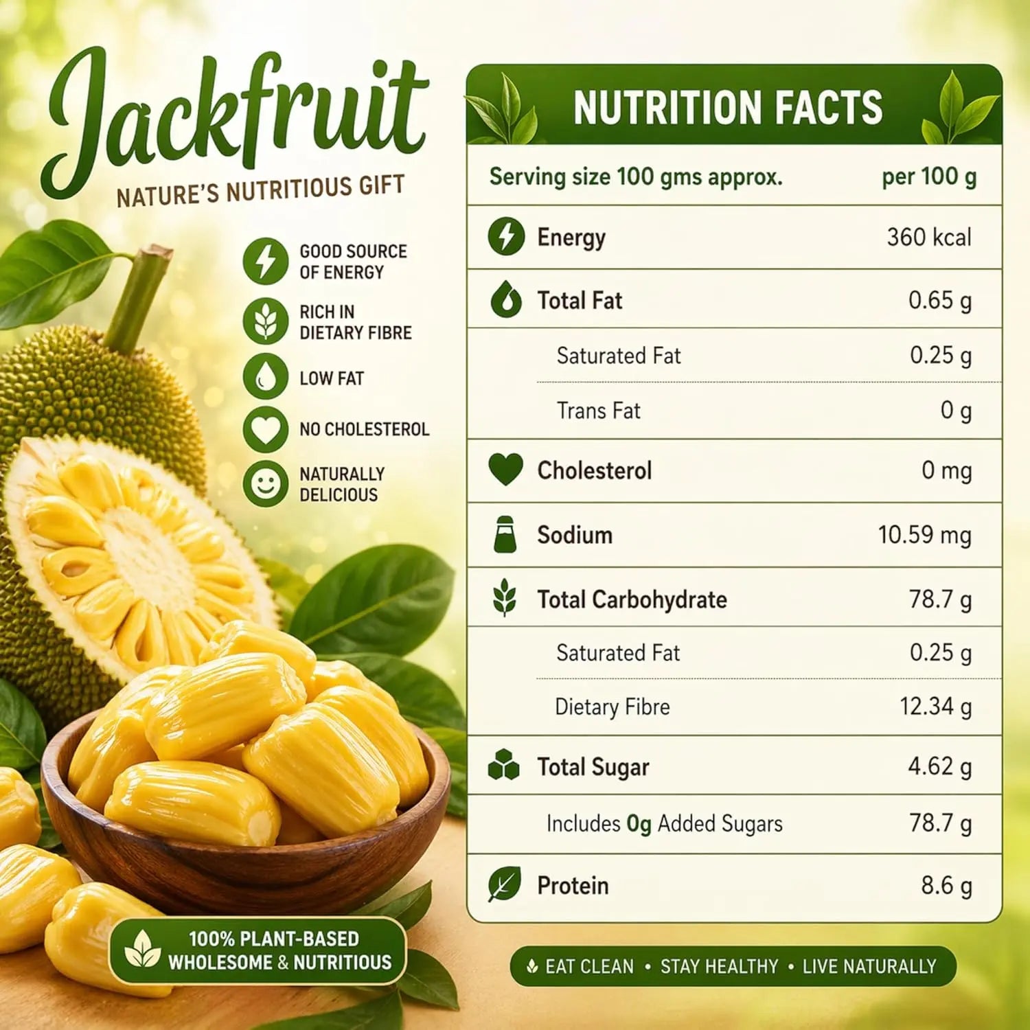 Greenhive Raw Jackfruit Bulb Powder – Natural Kerala Jackfruit Flour | Low GI Healthy Diet Food | No Preservatives Greenhives