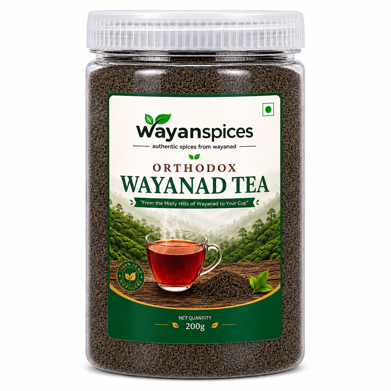 Premium Orthodox Wayanad Tea 200g | 100% Pure Black Tea Granules from Wayanad | Rich Aroma & Authentic Taste