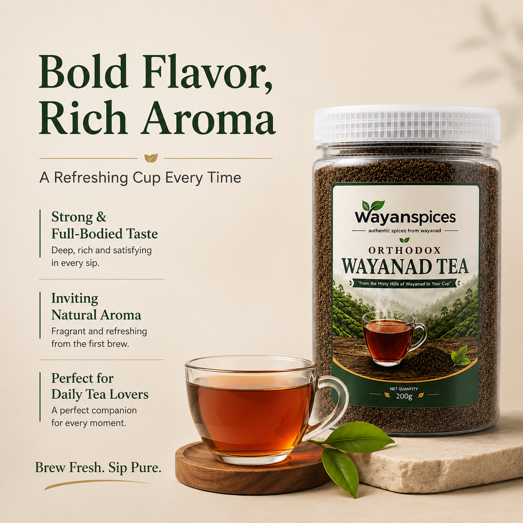 Premium Orthodox Wayanad Tea 200g | 100% Pure Black Tea Granules from Wayanad | Rich Aroma & Authentic Taste