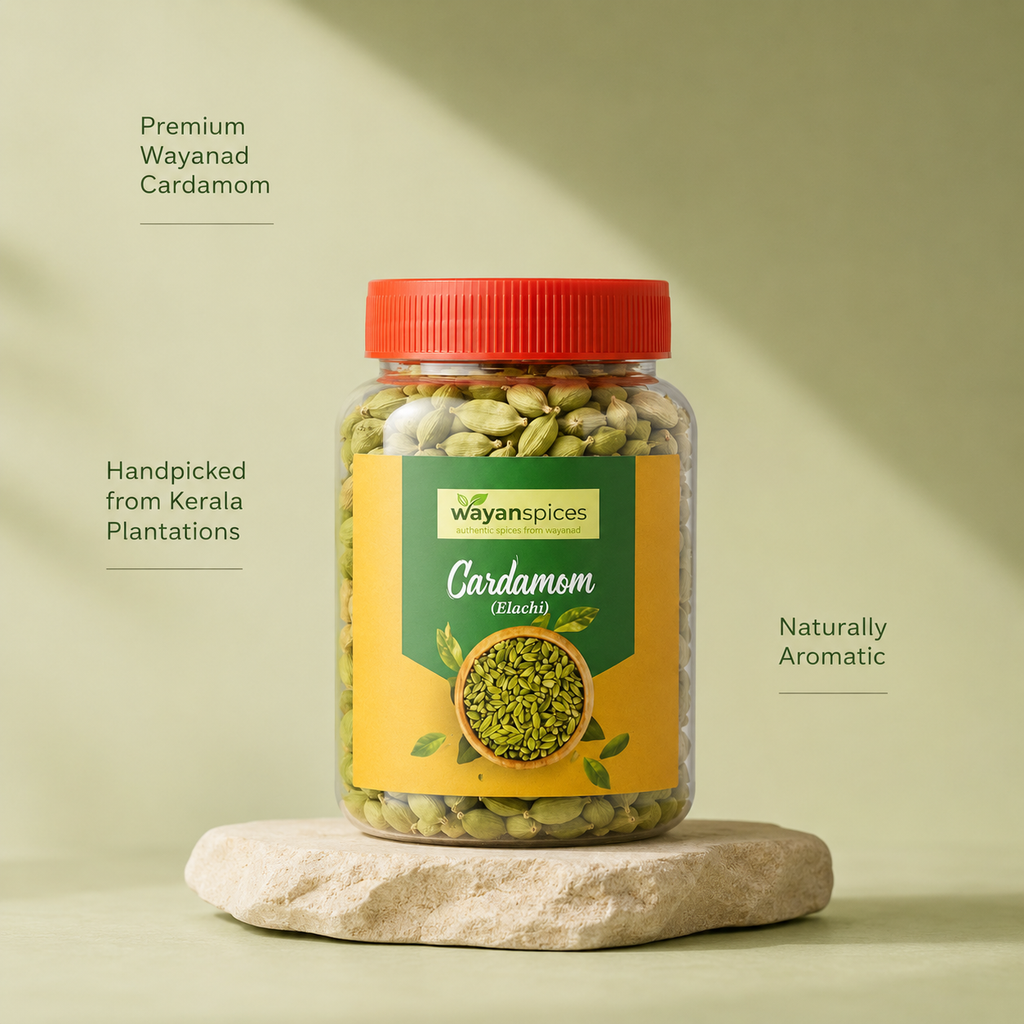 Wayanad Green Cardamom 100g — Bold 8mm Elaichi Pods | No Artificial Colour