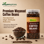 Wayanad Robusta Coffee Beans 400g – Whole Bean Medium Roast, Fresh Kerala Coffee, Bold & Aromatic