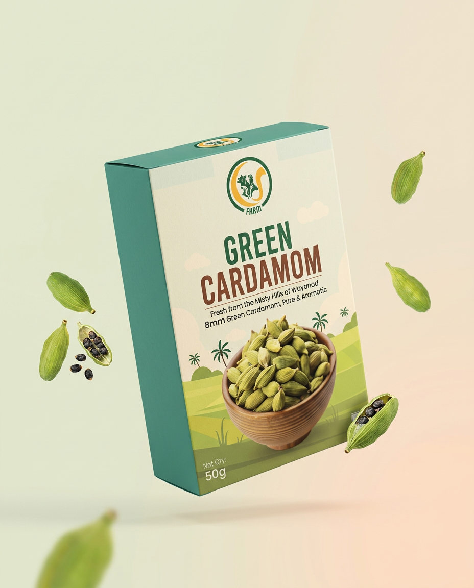 Wayanad Green Cardamom 8mm Bold (Elaichi) – Premium Whole Kerala Spice, Natural & Aromatic