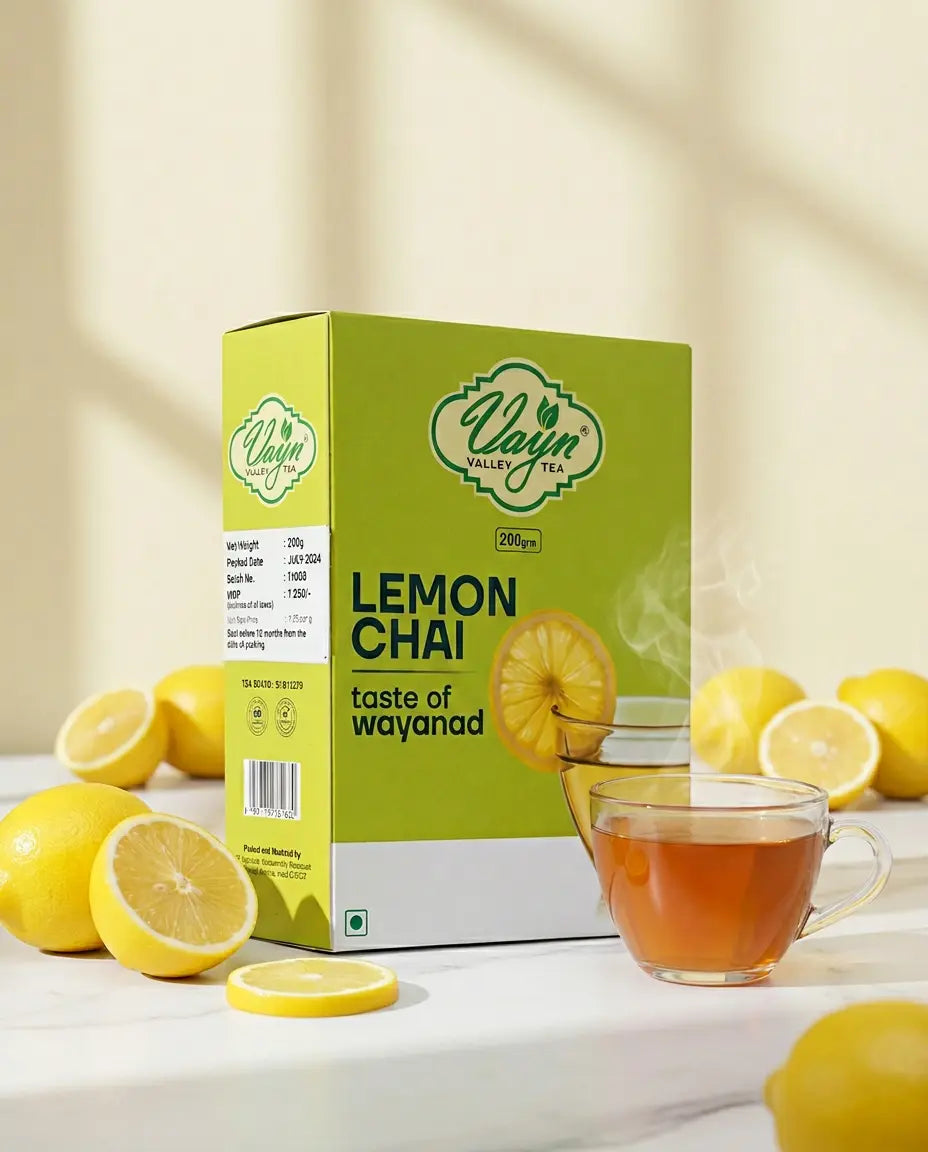 Wayanad Lemon Flavoured Chai Tea 200g – Natural Lemon Tea, Refreshing Kerala Chai