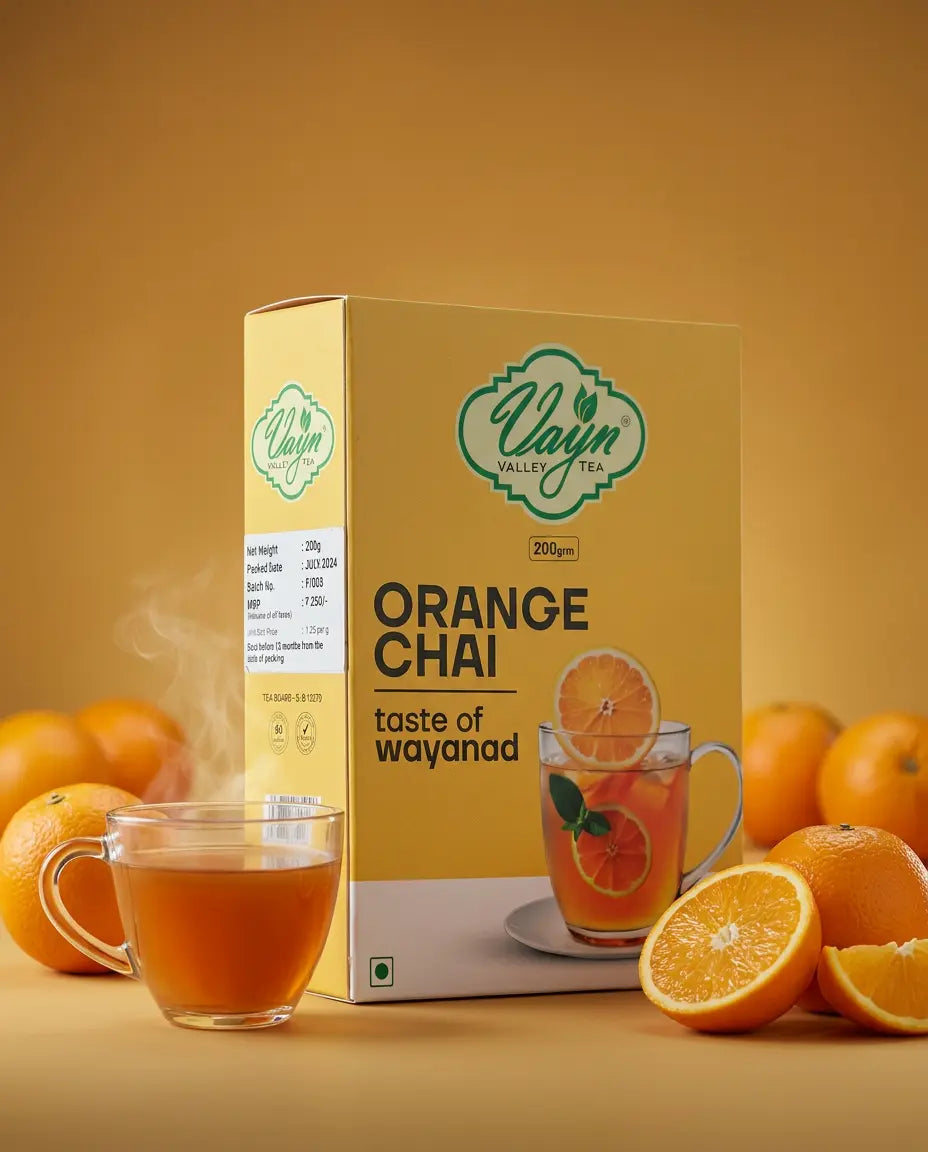 Wayanad Orange Flavoured Chai Tea 200g – Natural Flavoured Tea, Aromatic Kerala Chai