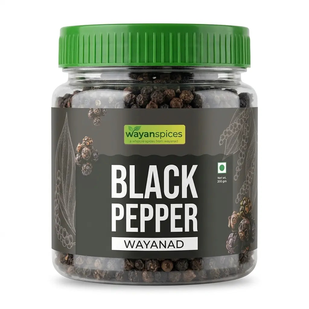 Wayanad Bold Whole Black Pepper 200g – Single Origin Kali Mirch, Fresh & Aromatic Natural Spice wayanSpices