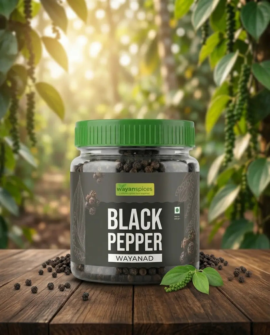 Wayanad Bold Whole Black Pepper 200g – Single Origin Kali Mirch, Fresh & Aromatic Natural Spice wayanSpices