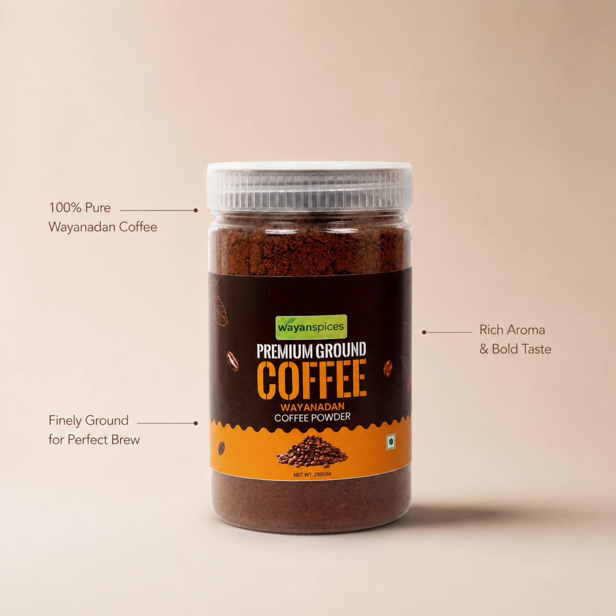 Wayanad Robusta Coffee Beans 400g – Whole Bean Medium Roast, Fresh Kerala Coffee, Bold & Aromatic