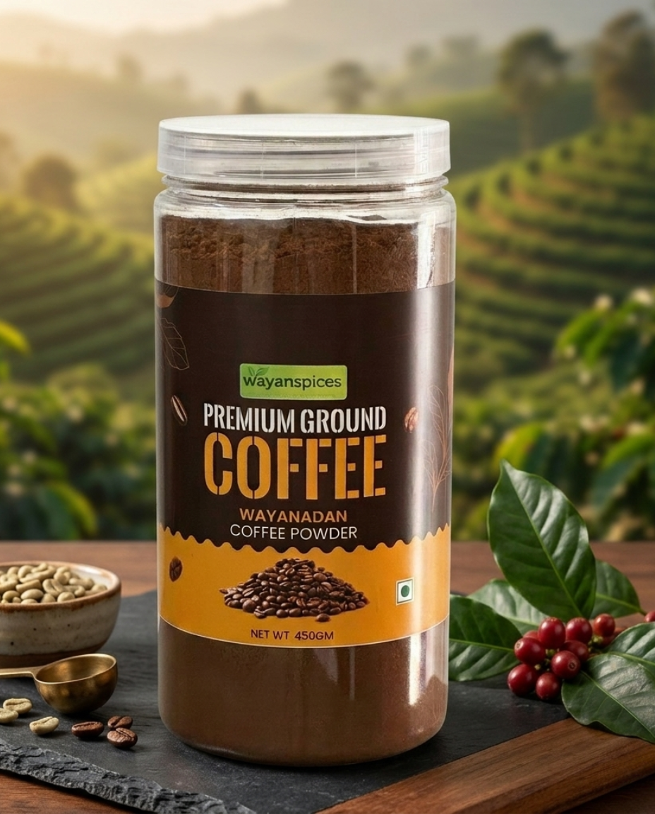 Wayanad Robusta Coffee Powder  100% Pure Ground Coffee, No Chicory, Medium Roast Kerala Coffee