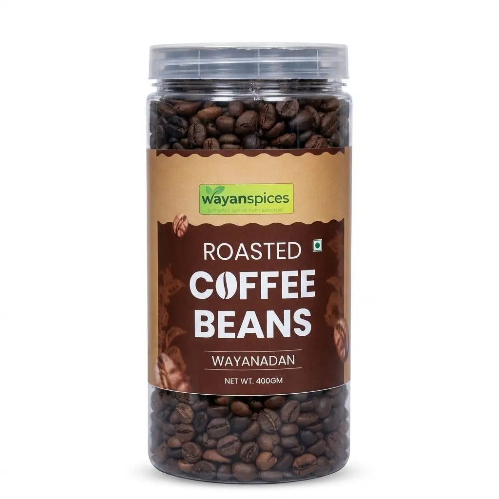 Wayanad Robusta Coffee Beans 400g – Whole Bean Medium Roast, Fresh Kerala Coffee, Bold & Aromatic WayanSpices