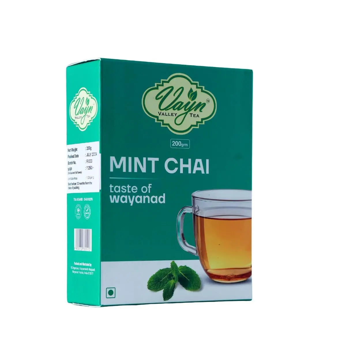 Wayanad Mint Flavoured Chai Tea 200g – Natural Mint Tea, Refreshing Kerala Chai