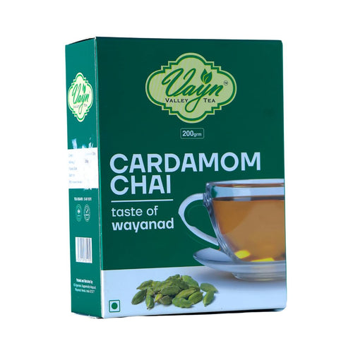 Wayanad Cardamom Flavoured Chai Tea 200g – Elaichi Tea, Natural Aromatic Kerala Chai