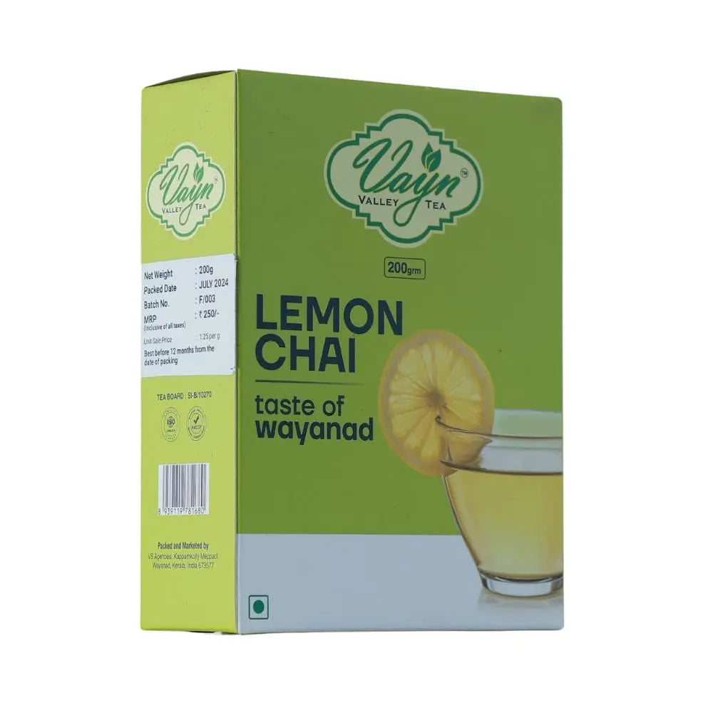 Wayanad Lemon Flavoured Chai Tea 200g – Natural Lemon Tea, Refreshing Kerala Chai