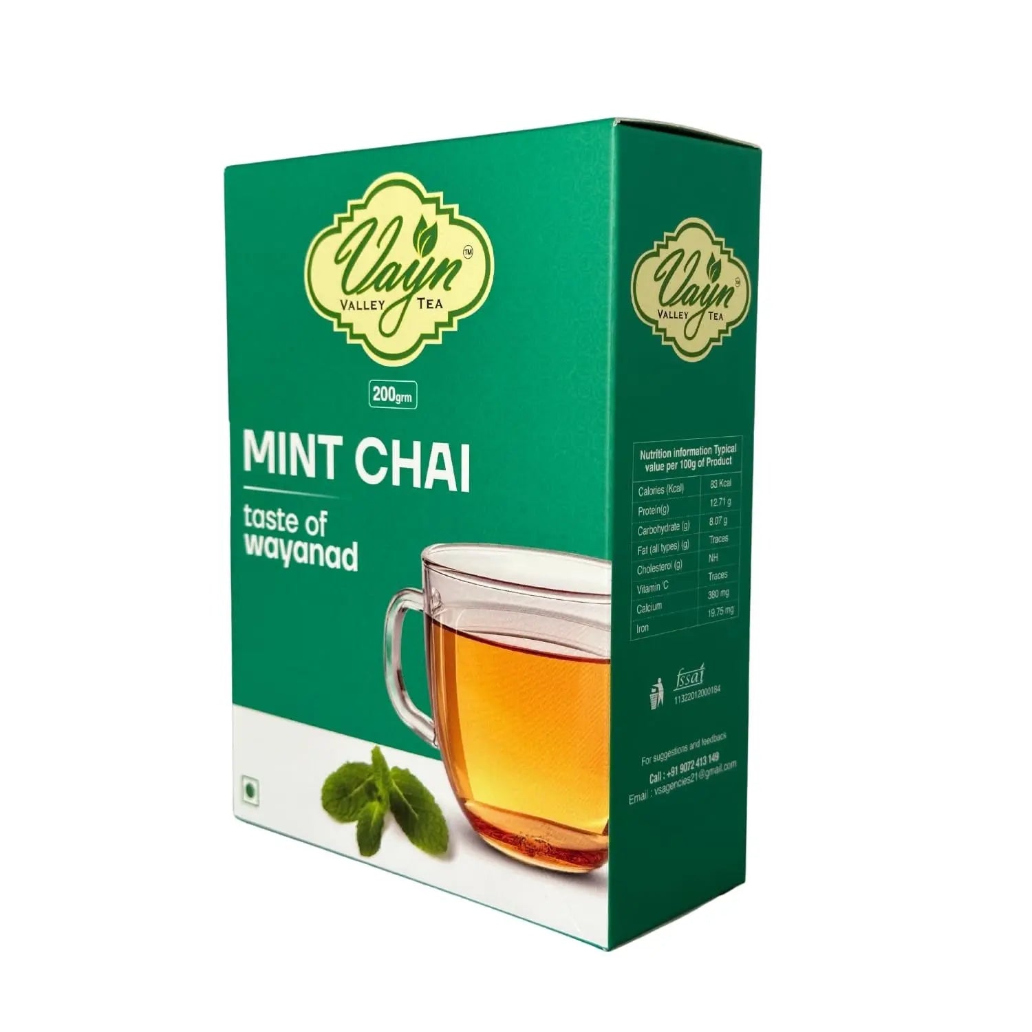 Wayanad Mint Flavoured Chai Tea 200g – Natural Mint Tea, Refreshing Kerala Chai