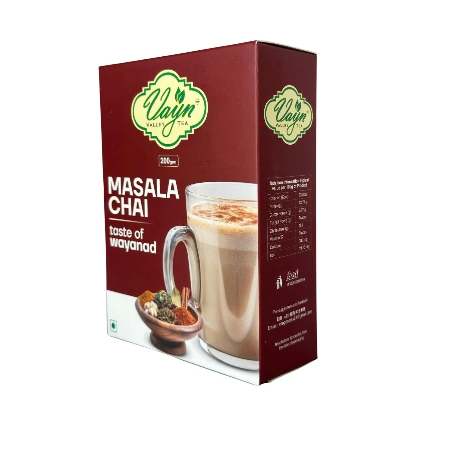 Wayanad Masala Chai Tea 200g – Authentic Spiced Tea, Natural Kerala Masala Tea