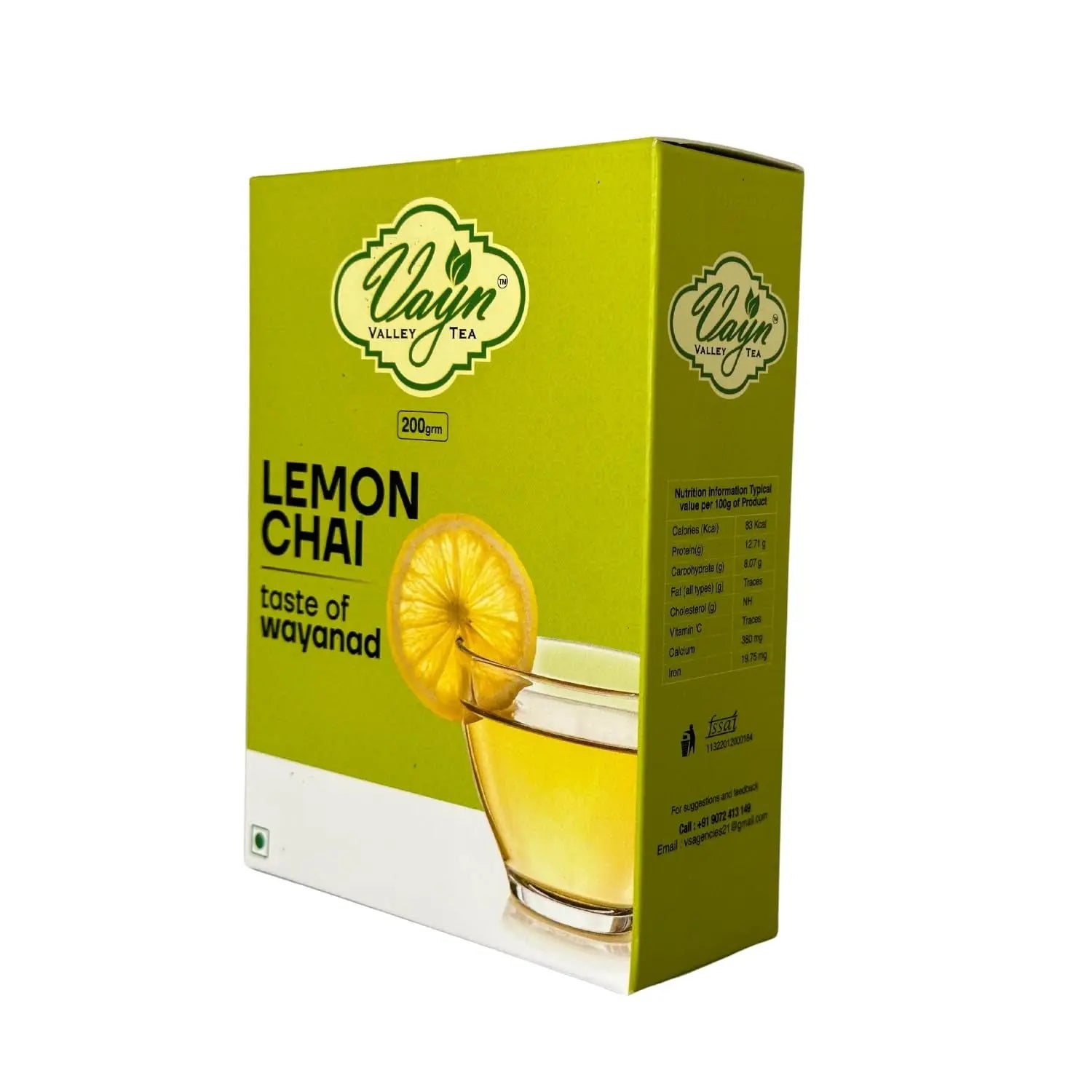 Wayanad Lemon Flavoured Chai Tea 200g – Natural Lemon Tea, Refreshing Kerala Chai