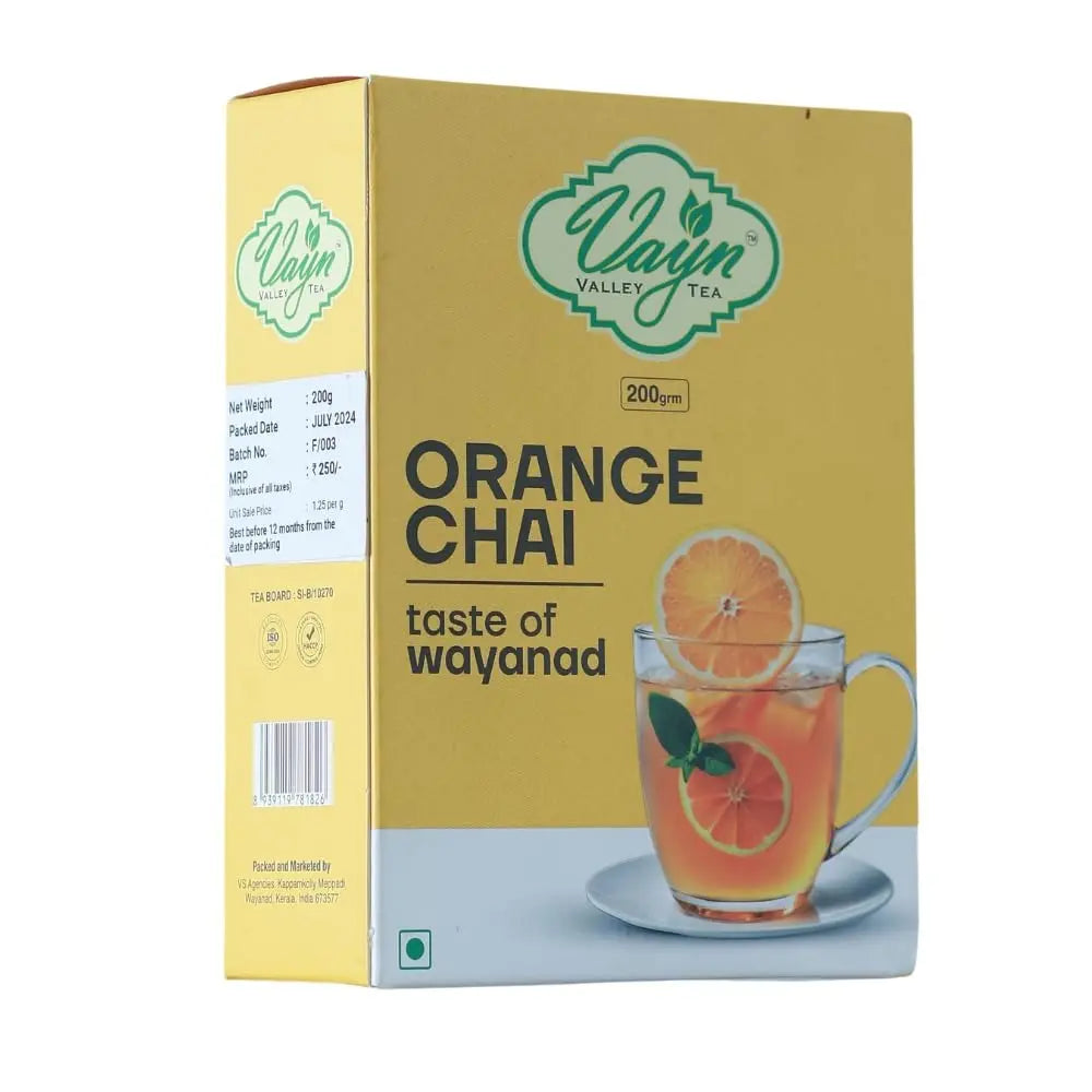 Wayanad Orange Flavoured Chai Tea 200g – Natural Flavoured Tea, Aromatic Kerala Chai