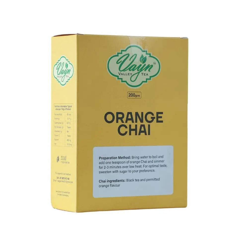Wayanad Orange Flavoured Chai Tea 200g – Natural Flavoured Tea, Aromatic Kerala Chai