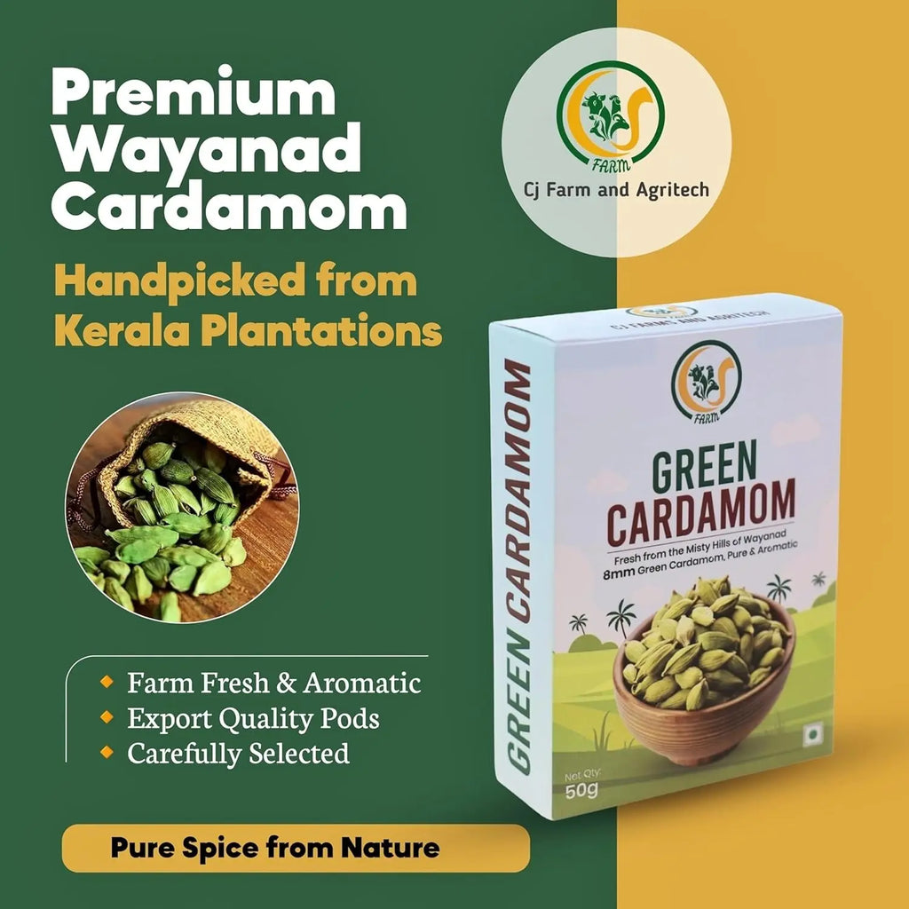 Wayanad Green Cardamom 8mm Bold (Elaichi) – Premium Whole Kerala Spice, Natural & Aromatic WayanSpices