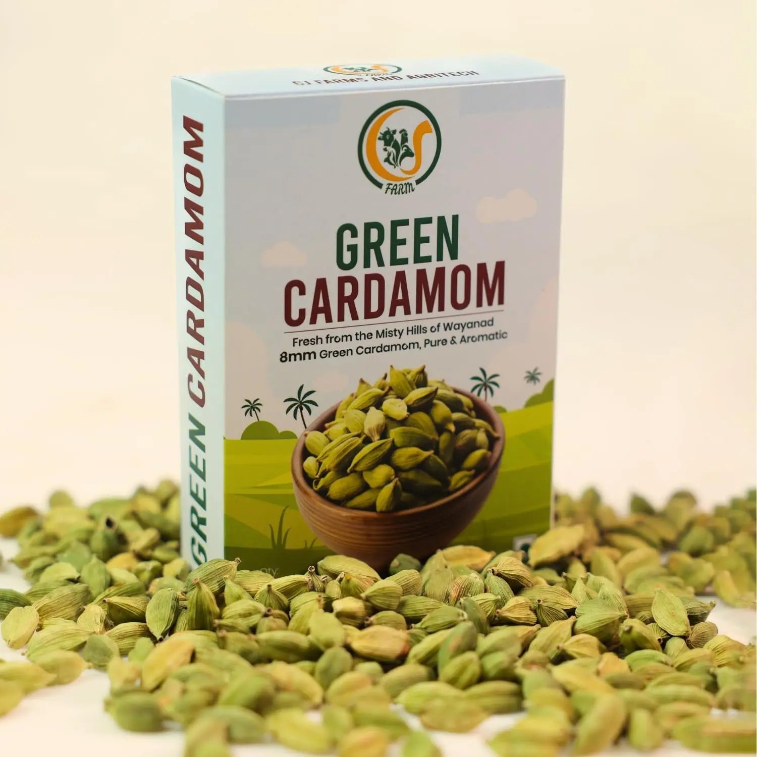 Wayanad Green Cardamom 8mm Bold (Elaichi) – Premium Whole Kerala Spice, Natural & Aromatic WayanSpices