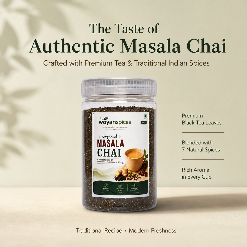 Wayanspices Wayanad Masala Chai 200g | Premium Black Tea with Ginger, Cardamom & Traditional Indian Spices