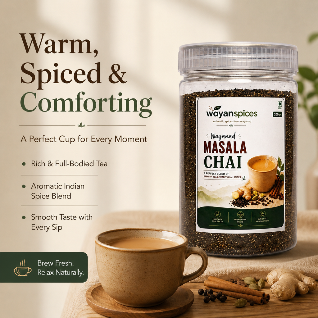 Wayanspices Wayanad Masala Chai 200g | Premium Black Tea with Ginger, Cardamom & Traditional Indian Spices