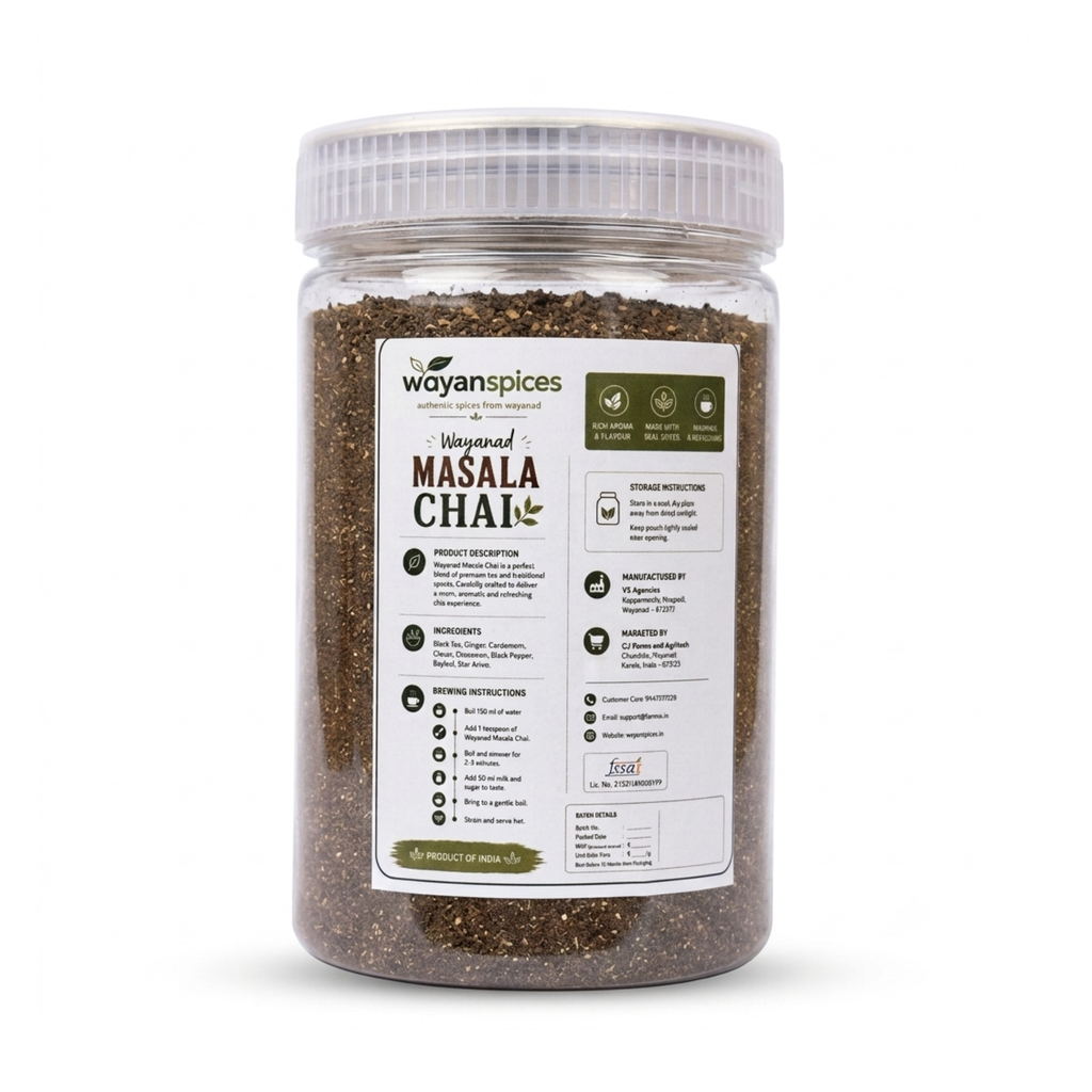 Wayanspices Wayanad Masala Chai 200g | Premium Black Tea with Ginger, Cardamom & Traditional Indian Spices